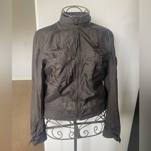 Vintage Express Military Silk Jacket w Corset back. Medium